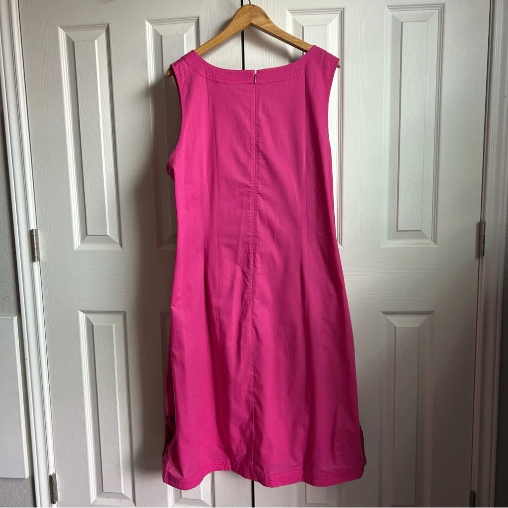 Jessica London hot pink sleeveless cotton embroidered shift dress - Picture 5 of 6